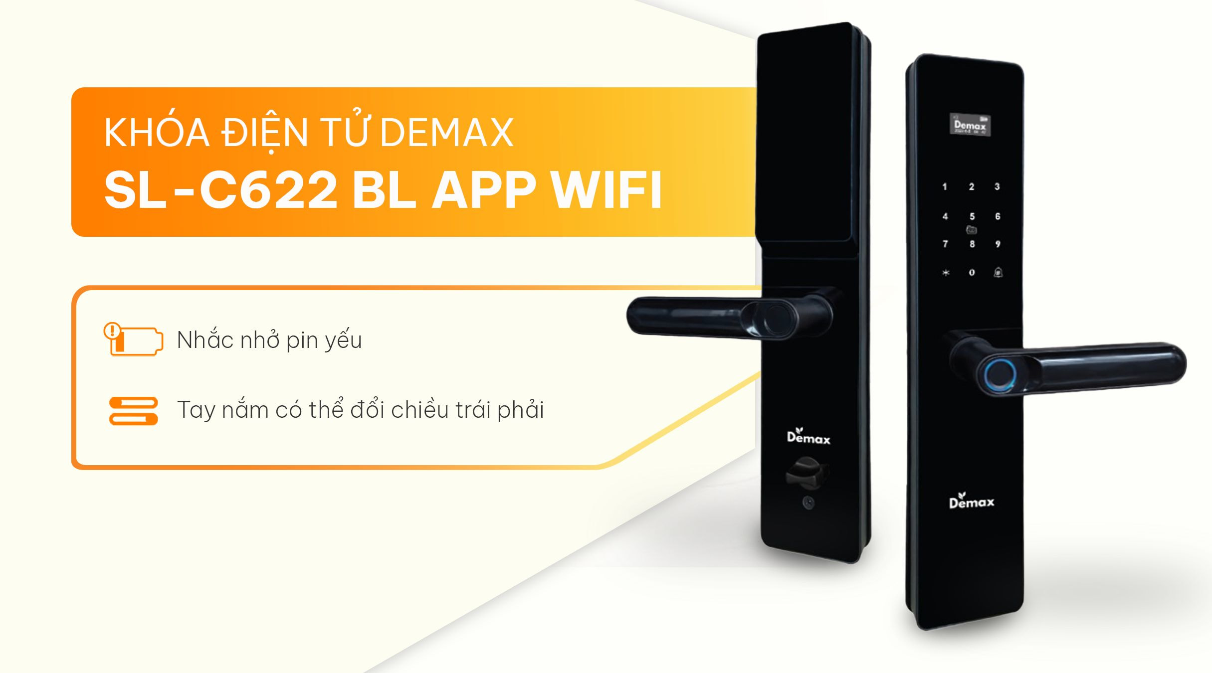 Tiện ích khóa điện tử Demax EL-C622 BL APP Wifi